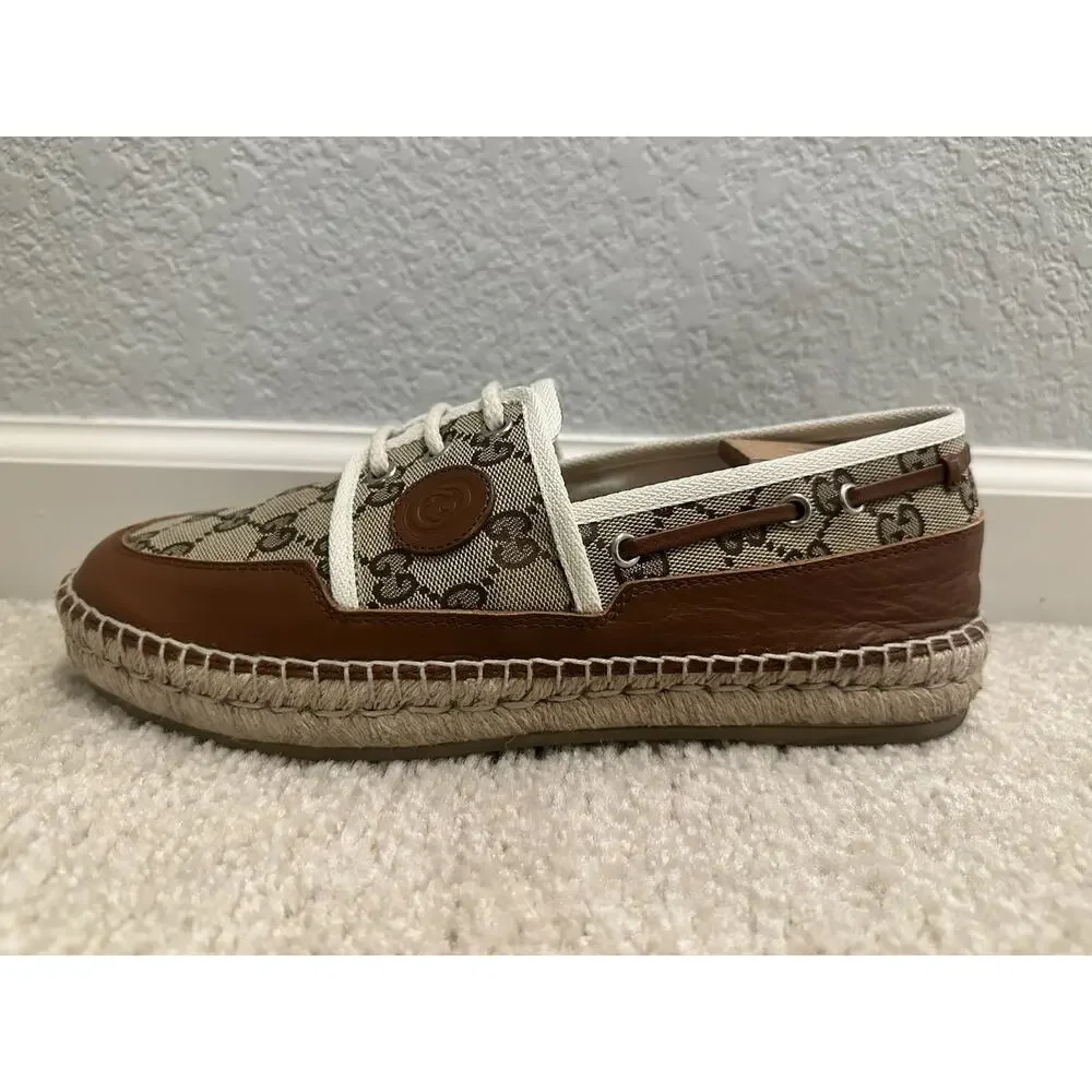 AUTHENTIC GUCCI MONOGRAM ESPADRILLES 725799 GG 7 (fits USA 8)